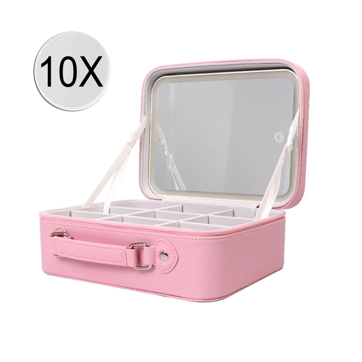 Portable LED Lighted Makeup Mirror Bag Big Aesthetic Travel Cosmetic Case PU Leather Make Up Tools Vanity Accessories For Women