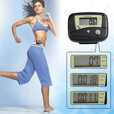 Portable Multi-functional LCD Display Digital Pedometer Steps Walking Distance Calorie Counter (Black)