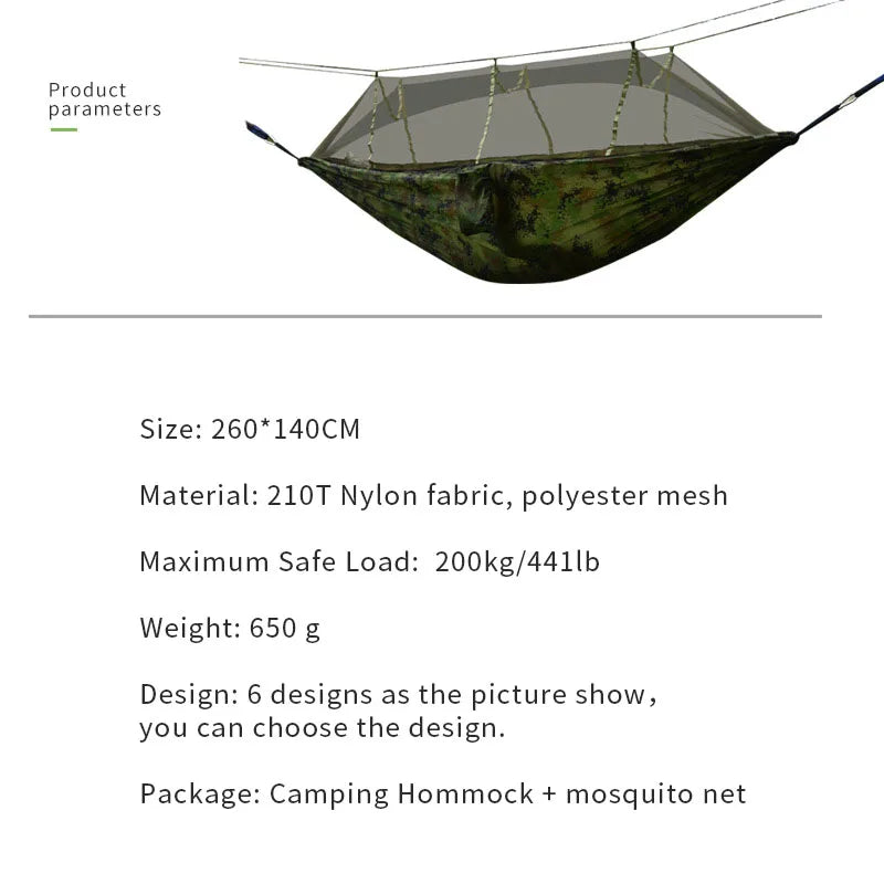 Portable Outdoor Camping Hammock 1-2 Person Go Swing With Mosquito Net Hanging Bed Ultralight Tourist Sleeping hammock