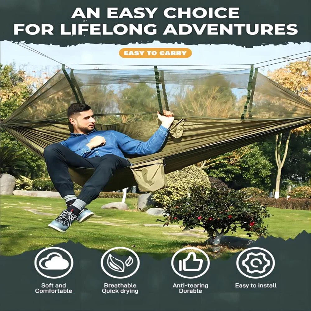 Portable Outdoor Camping Leisure Double Mosquito Net Hammocks  Garden Travel Tourist Nature Hike Sleeping Hanging Hammock Swing