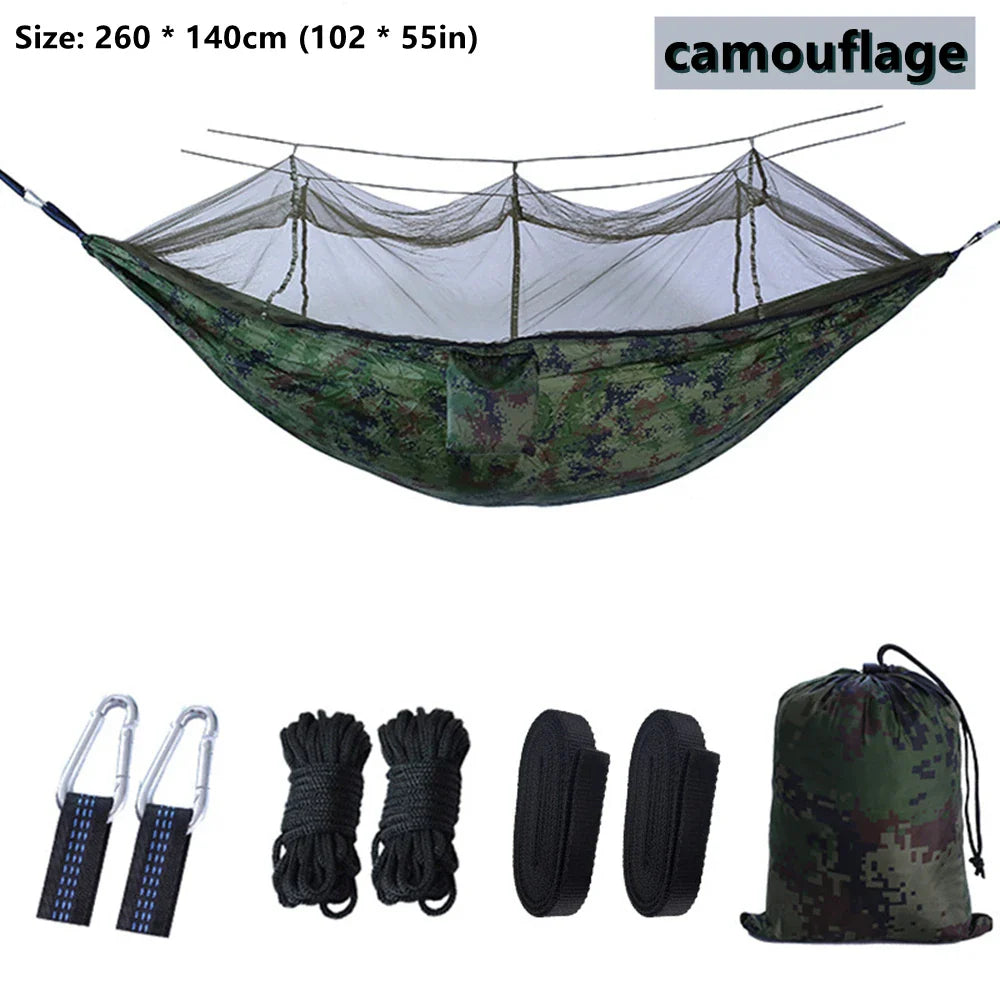 Portable Outdoor Camping Leisure Double Mosquito Net Hammocks  Garden Travel Tourist Nature Hike Sleeping Hanging Hammock Swing