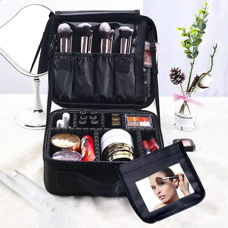 Portable Professional Makeup Case Waterproof Travel Makeup Bag Female With Mirror Cosmetology Nail Tool Suitcase For Women