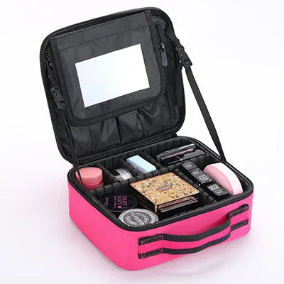 Portable Professional Makeup Case Waterproof Travel Makeup Bag Female With Mirror Cosmetology Nail Tool Suitcase For Women