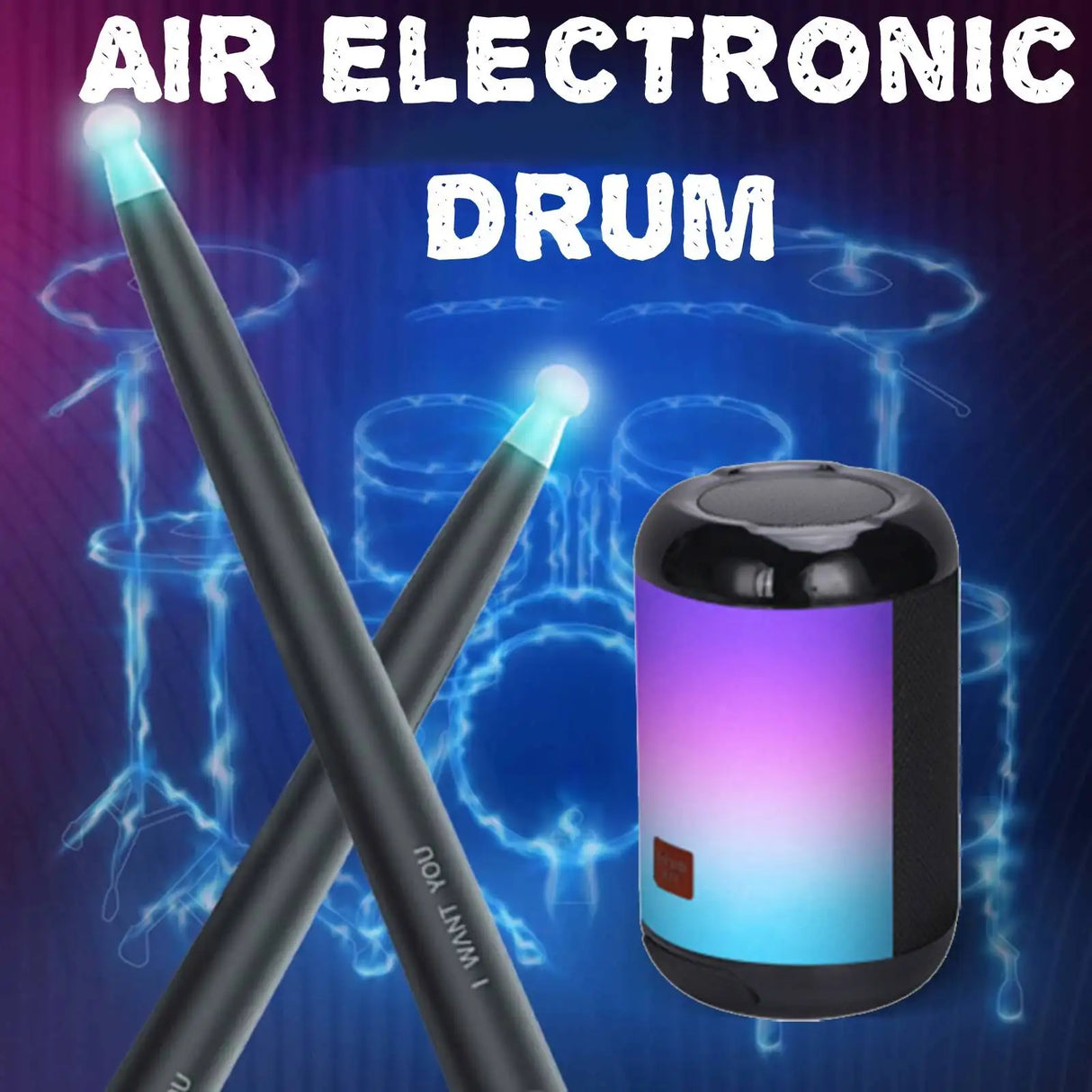 Portable Somatosensory Drum Air Electronic Drum Simulation Drums Virtual Drum Set Drum Kit for Beginners Kids Adults Practice