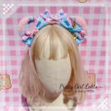 Powder blue sweet lolita hair niang headbands badge KC bear ear side clamp cream sugar sugar lolita