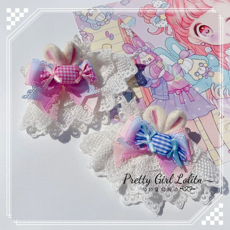 Powder blue sweet lolita hair niang headbands badge KC bear ear side clamp cream sugar sugar lolita