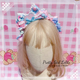 Powder blue sweet lolita hair niang headbands badge KC bear ear side clamp cream sugar sugar lolita