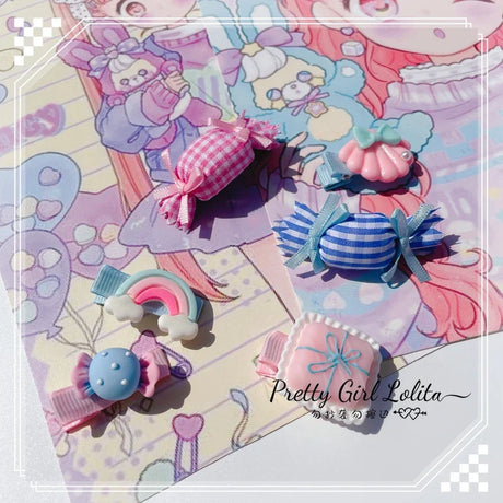 Powder blue sweet lolita hair niang headbands badge KC bear ear side clamp cream sugar sugar lolita