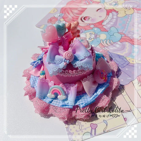 Powder blue sweet lolita hair niang headbands badge KC bear ear side clamp cream sugar sugar lolita