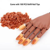 Practice Hand for Acrylic Nails Flexible Nail Practice Hands Training Movable Nail Maniquin Hand with 100 or 200PCS Nail Tips