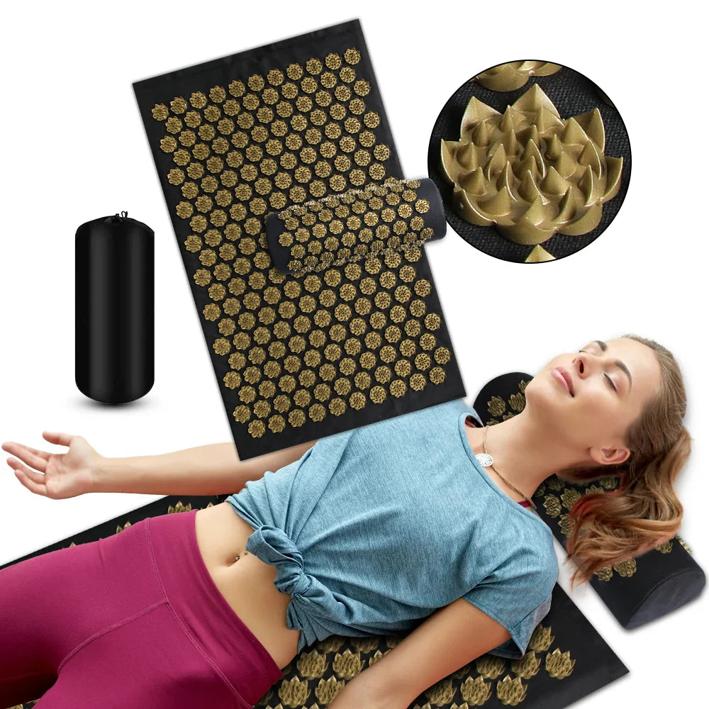 Pranamat Eco Lotus Spike Mat Acupuncture Massage Cushion Kuznetsov's Applicator for Neck Foot Back Yoga Acupressure Massage Mat