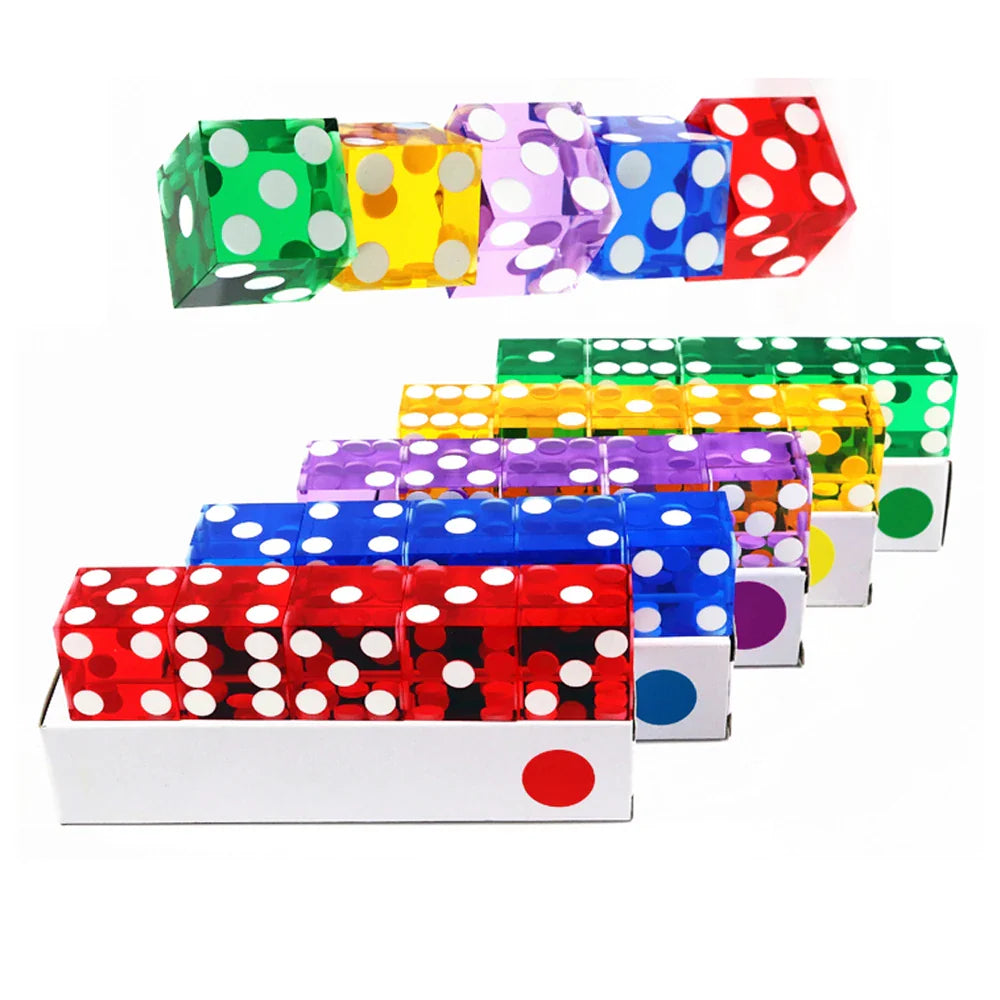 Precision Dice 19MM High-grade Acrylic TransparentSix Sided D6 Casino Sharp Straight Corners 5pcs