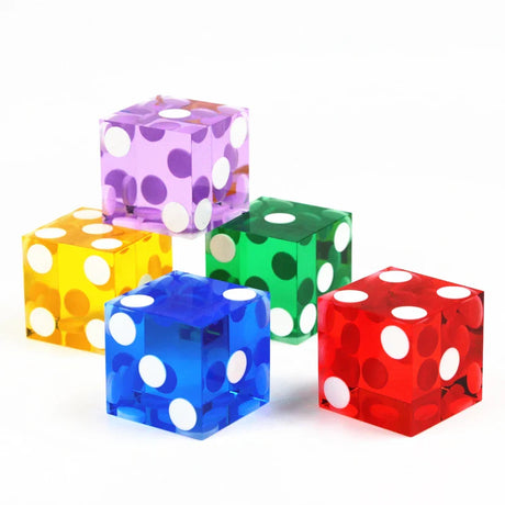 Precision Dice 19MM High-grade Acrylic TransparentSix Sided D6 Casino Sharp Straight Corners 5pcs