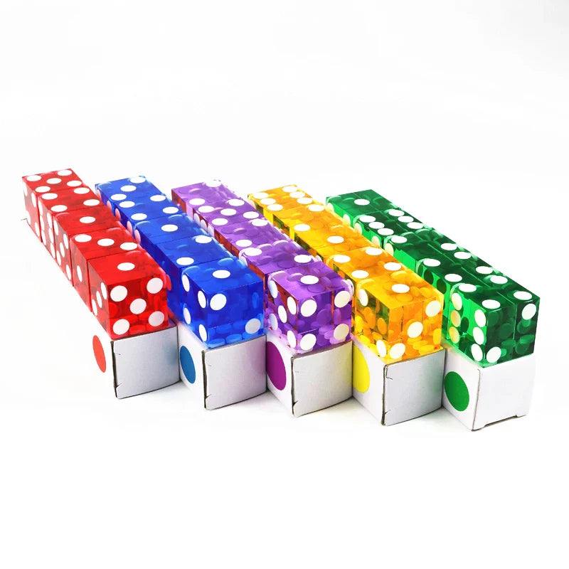 Precision Dice 19MM High-grade Acrylic TransparentSix Sided D6 Casino Sharp Straight Corners 5pcs