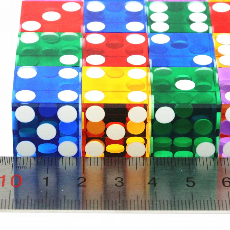 Precision Dice 19MM High-grade Acrylic TransparentSix Sided D6 Casino Sharp Straight Corners 5pcs