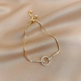 Prevent Allergy 925 Sterling Silver Snake Chain Circle Bracelet for Women Geometric Gold Color Zircon Party Jewelry Gifts