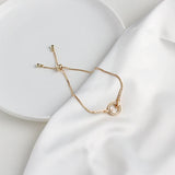 Prevent Allergy 925 Sterling Silver Snake Chain Circle Bracelet for Women Geometric Gold Color Zircon Party Jewelry Gifts