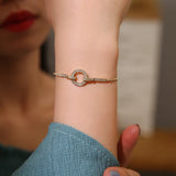 Prevent Allergy 925 Sterling Silver Snake Chain Circle Bracelet for Women Geometric Gold Color Zircon Party Jewelry Gifts