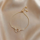 Prevent Allergy 925 Sterling Silver Snake Chain Circle Bracelet for Women Geometric Gold Color Zircon Party Jewelry Gifts
