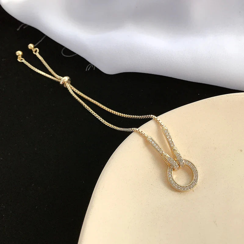 Prevent Allergy 925 Sterling Silver Snake Chain Circle Bracelet for Women Geometric Gold Color Zircon Party Jewelry Gifts