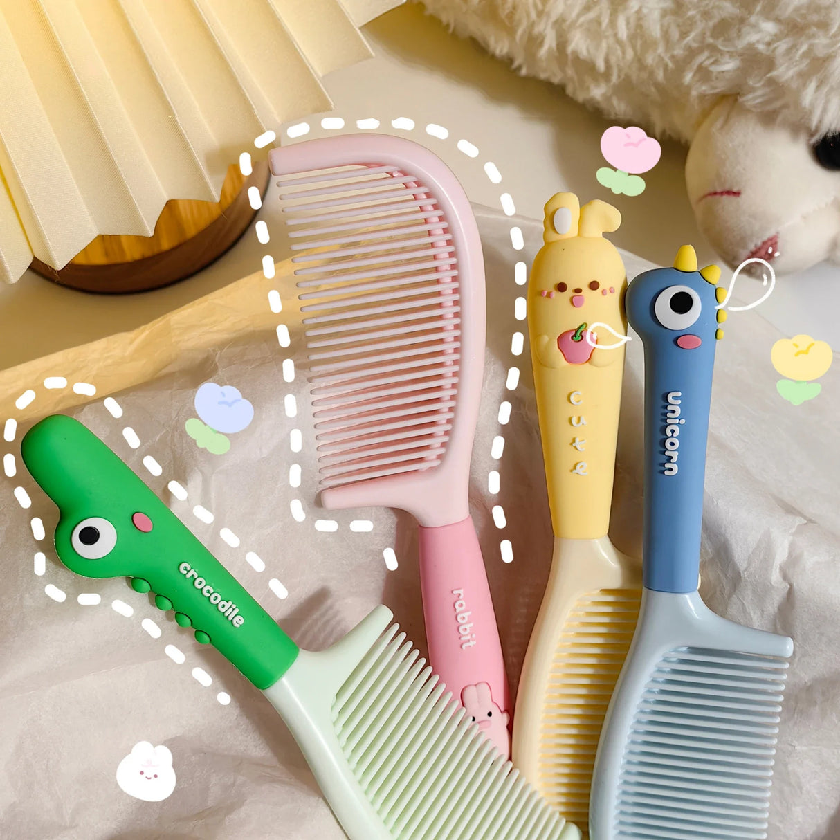 Princess Household Untangling Hairbrush Care Tools Cute Kawaii Cartoon Bear Rabbit Long Hair Brush Comb for Girls Women Baby