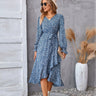 Printed autumn and winter long-sleeved dresses commuter temperament European and American women dresses