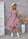 Printed autumn and winter long-sleeved dresses commuter temperament European and American women dresses