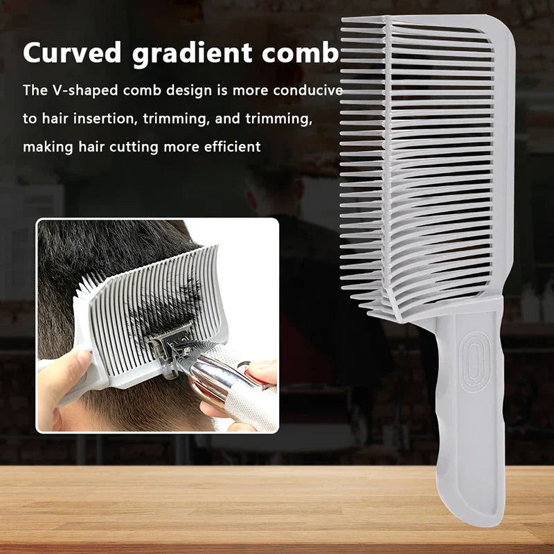 Professional Barber Clipper Hair Cutting Comb Men Adjustable Curved Flat Top Hair Clipper Fade Brush Salon Styling Tool