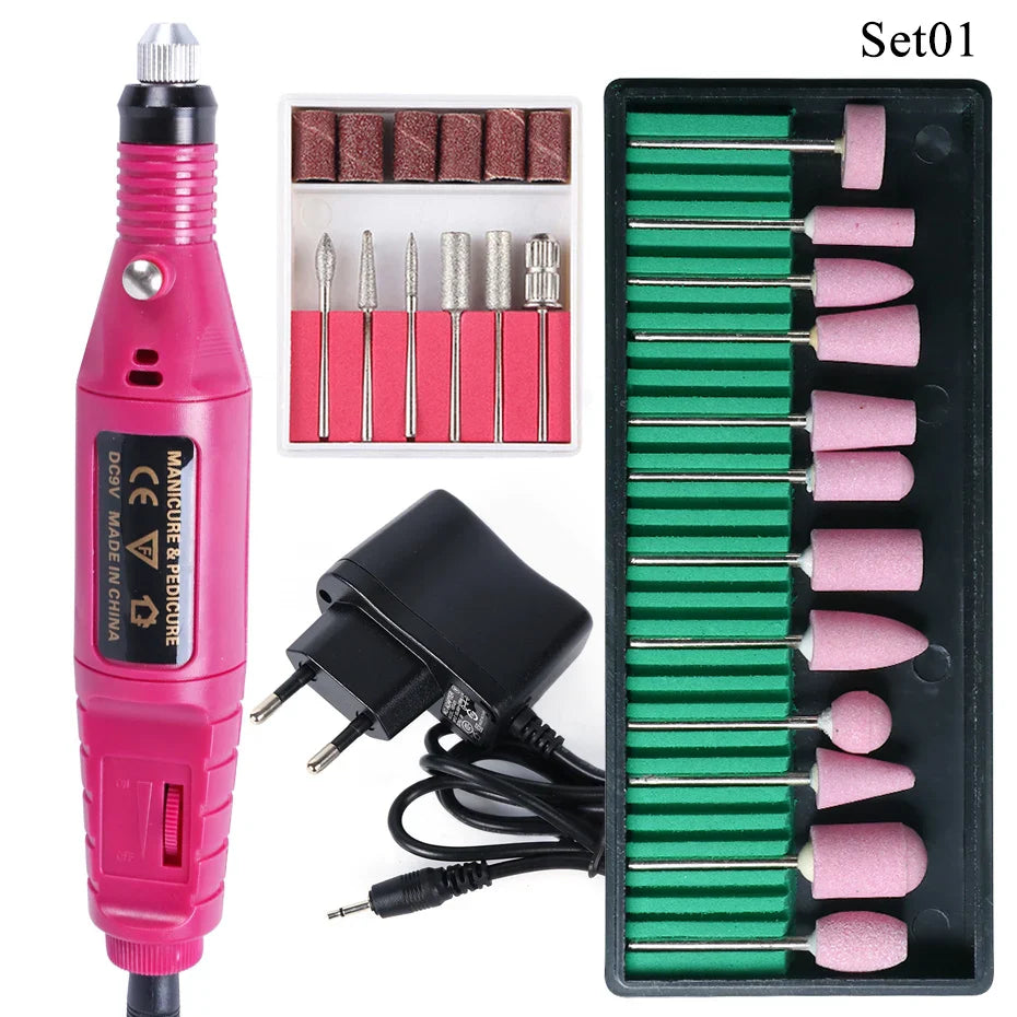 Professional Electric Nail Drill Machine Manicure Milling Cutter Nail Drill Bits Files Polisher Sander Gel Polish Remover Tools