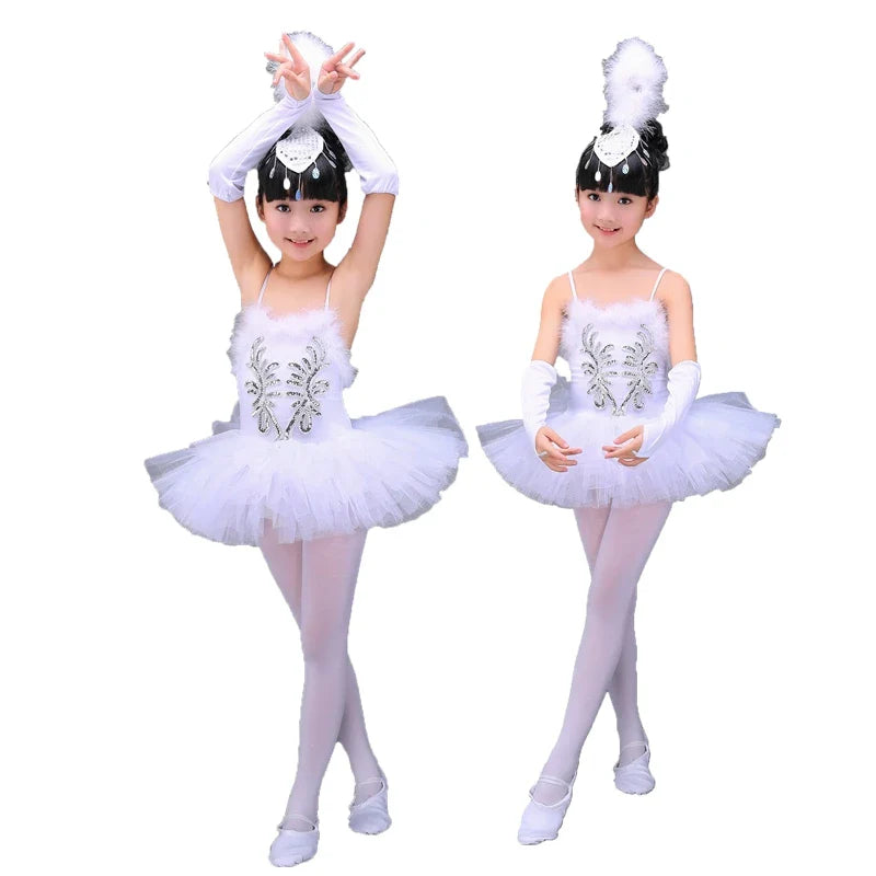 Professional White Girls Swan Lake Ballet Dresses Ballerina Dancing Costumes For Kids Dance Dress Performance Tutu Dancewear