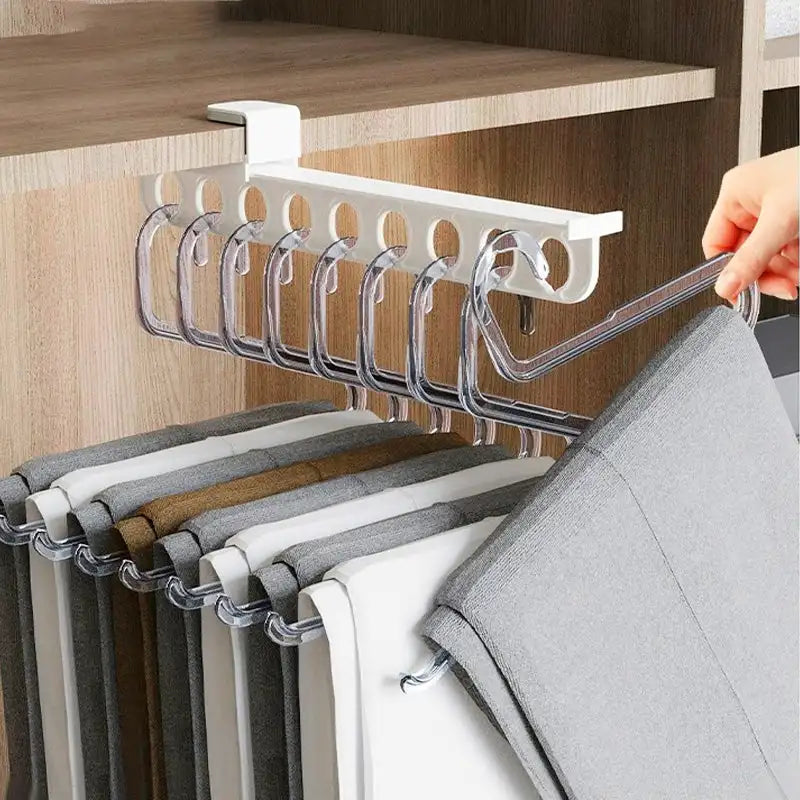 Pull Out Closet Organizer Household Pulling Slide Track Pants Rack Wardrobe Clothes Organizers for Space Saving and Storage