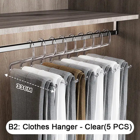 Pull Out Closet Organizer Household Pulling Slide Track Pants Rack Wardrobe Clothes Organizers for Space Saving and Storage