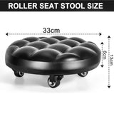 Pulley Low Stool, Low Height Rolling Stool, Leather Stool Seats with Wheel, Home Removable Small Stool, Round Roller Seat Stool