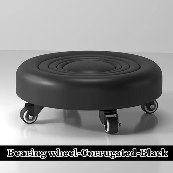 Pulley Low Stool, Low Height Rolling Stool, Leather Stool Seats with Wheel, Home Removable Small Stool, Round Roller Seat Stool