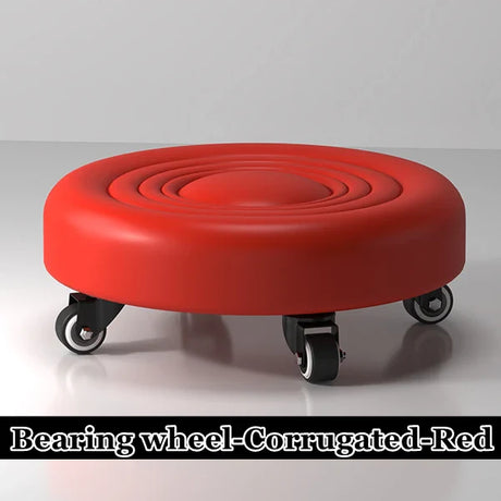 Pulley Low Stool, Low Height Rolling Stool, Leather Stool Seats with Wheel, Home Removable Small Stool, Round Roller Seat Stool