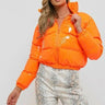 Puloru Winter Women Puffer Jackets Long Sleeve Zip Up Stand Collar Cropped Bubble Down Coats Shiny Metallic Quilted Parkas