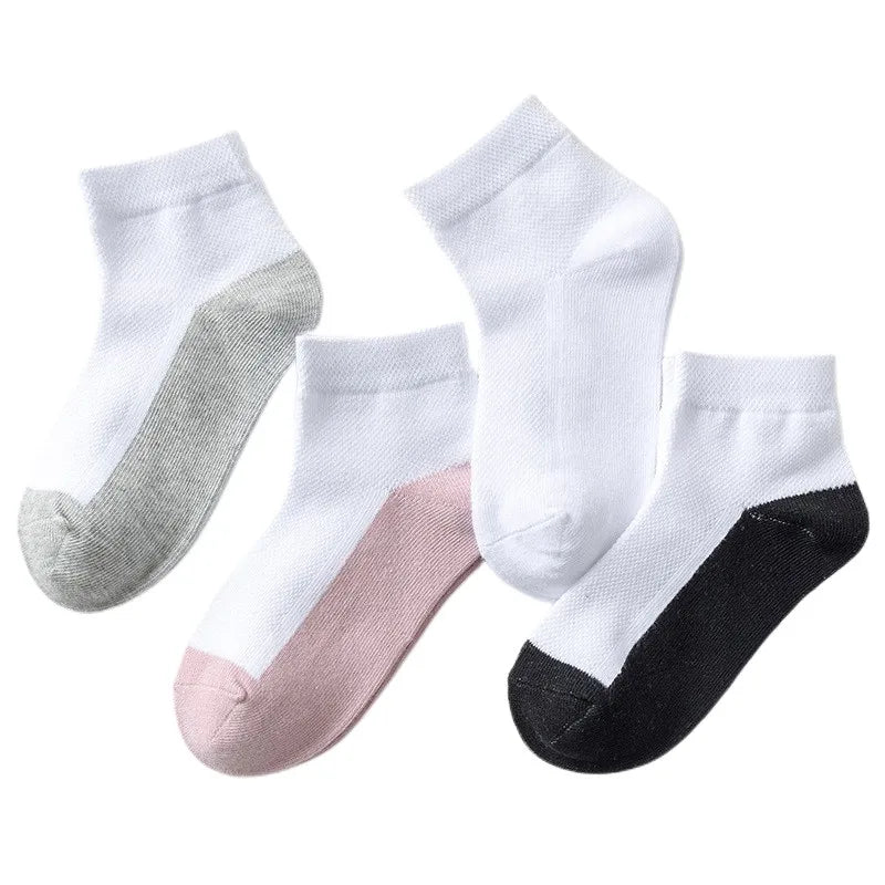 Pure Cotton Soft White Student Socks Breathable Absorbing Sweat Sport Socks Boys Girls Quality Socks 4Pairs/Lot Size 16-24cm