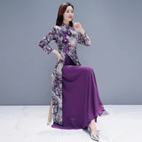 Purple Chinese Style Dress Cheongsam Women Modern Improve Eleganti Long Qipao Spring Autumn Vintage Female Vietnam Ao Dai  Dress