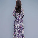 Purple Chinese Style Dress Cheongsam Women Modern Improve Eleganti Long Qipao Spring Autumn Vintage Female Vietnam Ao Dai  Dress