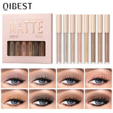 QIBEST 8 Colors Liquid Eyeshadow Sets Matte Eyeshadow Long Lasting Waterproof Eye Shadow Pigments Nude Professional Makeup Kits