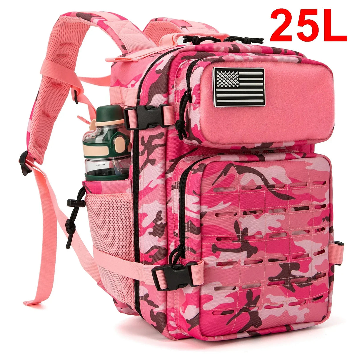 QT&QY 25L/45L Tactical Military Backpack for Men and Women Army Assault Pack Bag Small School Rucksack with Bottle Holder