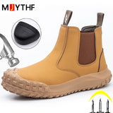 Quality Men Work Boots Anti-smash Anti-puncture Safety Shoes Chelsea Boots Anti-scald Welding Shoes Indestructible Men Boots