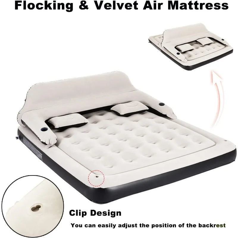 Queen Size Blow Up Bed for Outdoor Overnight Air Mattress Sofa Bed for Camping,Portable Inflatable Couch with Pillow