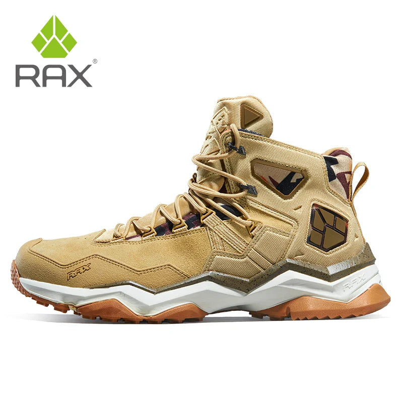 RAX Men Hiking Shoes Mid-top Waterproof Outdoor Sneaker Men Leather Trekking Boots Trail Camping Climbing Hunting Sneakers Women