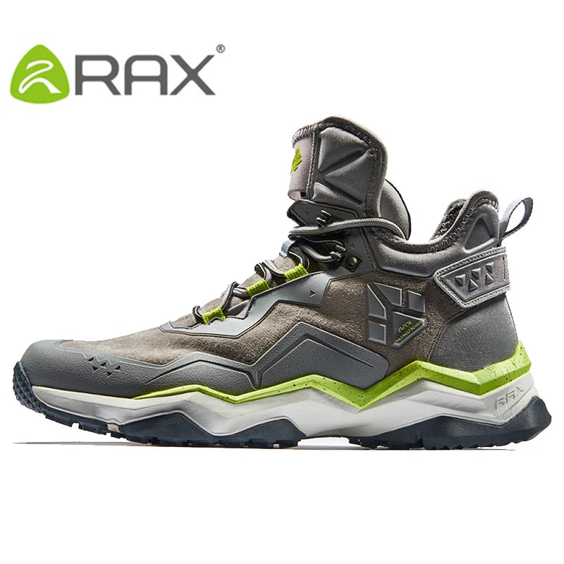 RAX Men Hiking Shoes Mid-top Waterproof Outdoor Sneaker Men Leather Trekking Boots Trail Camping Climbing Hunting Sneakers Women