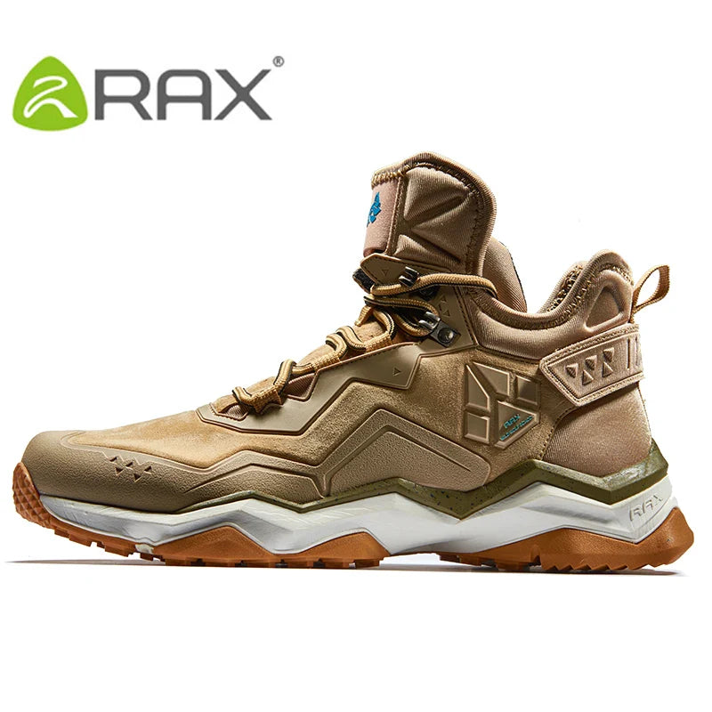 RAX Men Hiking Shoes Mid-top Waterproof Outdoor Sneaker Men Leather Trekking Boots Trail Camping Climbing Hunting Sneakers Women