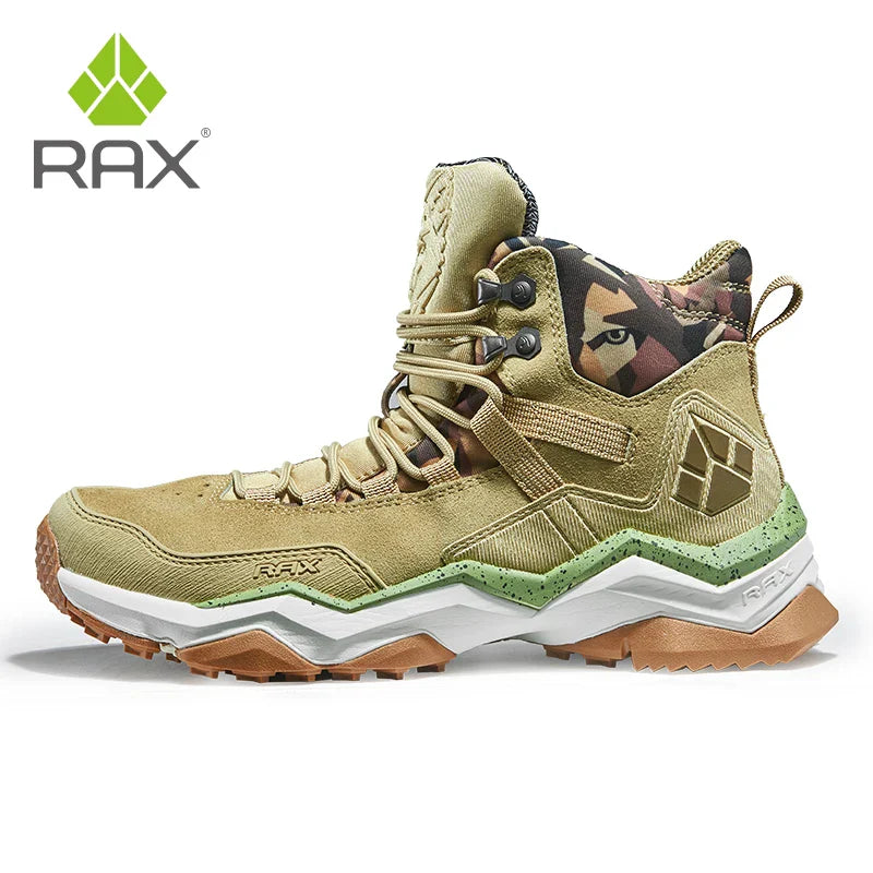 RAX Men Hiking Shoes Mid-top Waterproof Outdoor Sneaker Men Leather Trekking Boots Trail Camping Climbing Hunting Sneakers Women