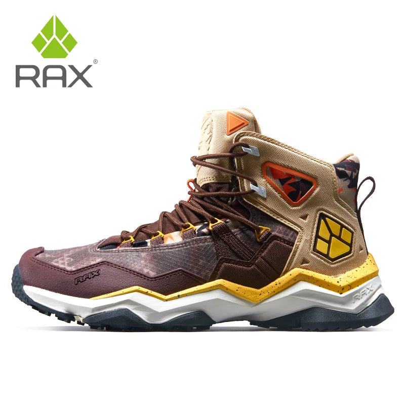 RAX Men Hiking Shoes Mid-top Waterproof Outdoor Sneaker Men Leather Trekking Boots Trail Camping Climbing Hunting Sneakers Women