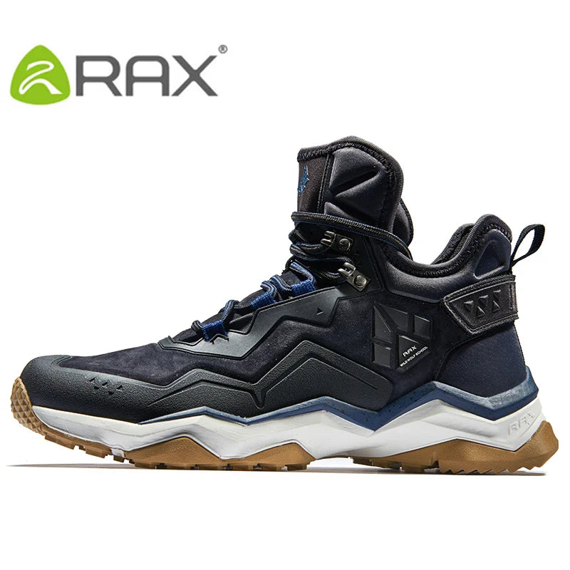 RAX Men Hiking Shoes Mid-top Waterproof Outdoor Sneaker Men Leather Trekking Boots Trail Camping Climbing Hunting Sneakers Women