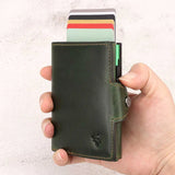 RFID Credit Cards Holder Genuine Leather Wallet with Money Clip Luxury Magic Trifold Wallets Coin Pocket Smart Pop Up Cardholder